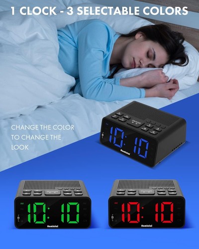 Compact Battery & Plug-In Powered Digital Alarm Clock with LED & AM/FM Radio - Picture 4 of 9