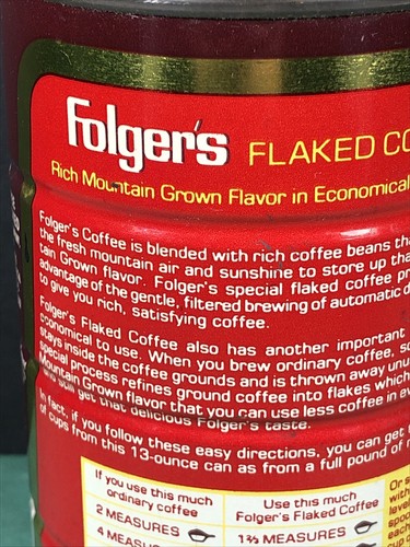 VTG Folgers | 13 oz | Flaked Coffee Metal Can | Automatic Drip | No Lid | Empty - Picture 6 of 10