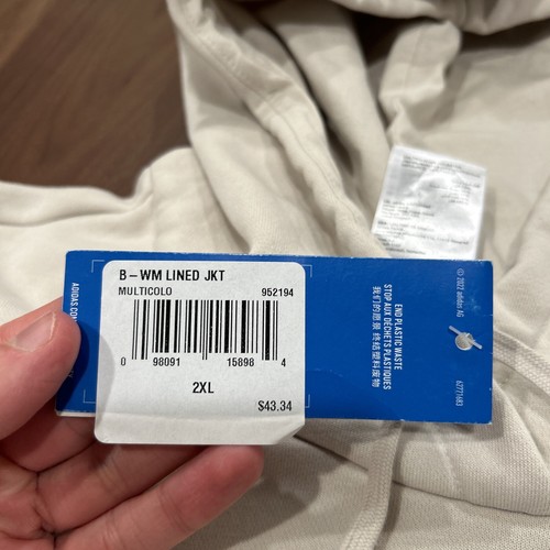 Adidas Women's Hoodie Size 2XL Pullover Logo Sweatshirt Light Beige Silver - Picture 3 of 5