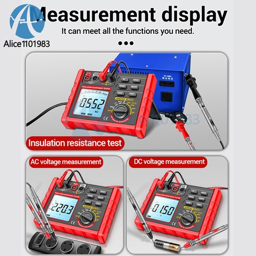 MH15 Insulation Resistance Tester Digital Megohmmeter Auto Discharge AC/DC Test - Picture 13 of 24