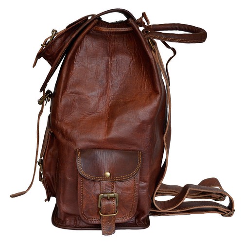 Backpack Leather Bag Brown Vintage Rucksack Laptop Men's Travel Genuine Shoulder - Picture 5 of 6