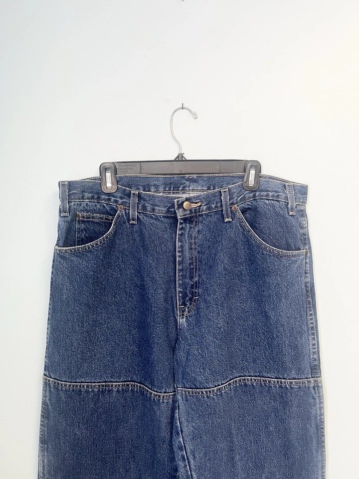 Pantalones de mezclilla vintage Dickies doble rodilla ropa de trabajo carpintero 34 x 34 Foto 4 de 4