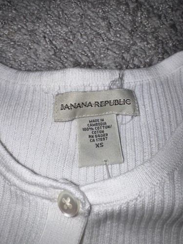 AUTH VINTAGE Y2K Banana Republic White Ribbed Cardigan Sz XS SOLDOUT - Picture 3 of 4