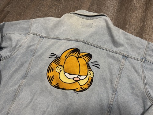 Garfield the Cat Giacca Camionista Denim Copa Banana Taglia 2XL Blu Bomber VINTAGE - Foto 4 di 16