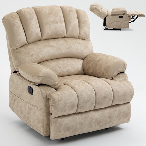 Large Manual Recliner Chair Reclining Sofa Fabric for Living Room Relax,Beige - Picture 2 of 13