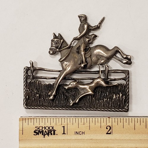 Vintage Sterling Silber Fuchsjäger und Hund Anstecknadel Brosche - Bild 7 von 8