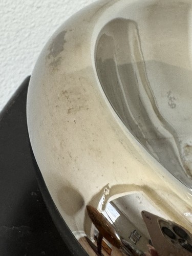 Silver Fade Mercury Glass Bowl Large Blown Art Glass Mid Century Centerpiece 10” - Picture 23 of 24