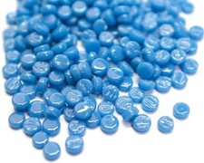50 Tiles Lake Blue 8 mm Round Recycled Glass Mosaic Tiles - 4 mm thick