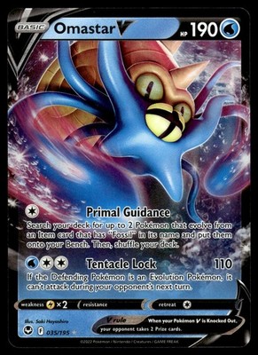 Omastar V 035/195 Holo V Rare Silver Tempest Holo NM Pokemon Karte Englisch