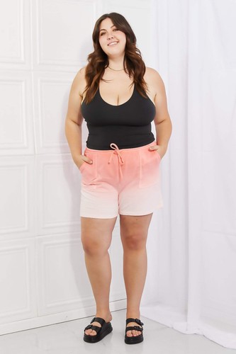 Zenana In The Zone Full Size Dip Dye High Waisted Shorts In Coral - Picture 7 of 10
