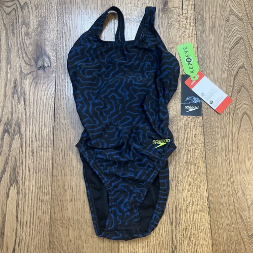 Speedo Eco Pro LT Race Maze Flyback One-Piece Swimsuit, Girls Size 24 - NEW