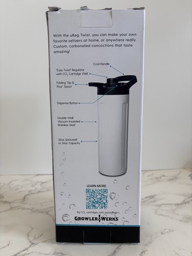 GrowlerWerks UKegTwist 24oz Seltzer Maker & Dispenser Sparkling Water Yellow - Picture 3 of 5