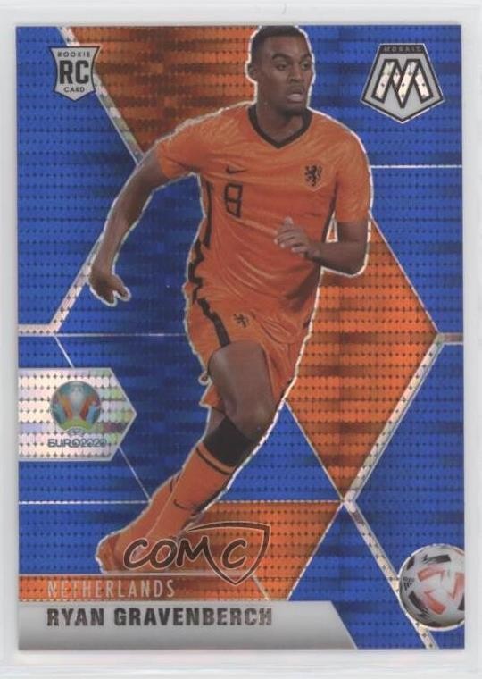 2021 Panini Mosaic UEFA Euro 2020 Blue Pulsar Prizm Ryan Gravenberch #148