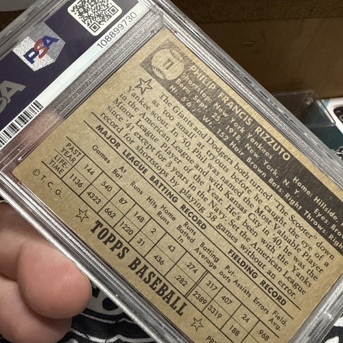1952 Topps Phil Rizzuto #11 Black Back PSA 4 New York Yankees MVP HOF Scooter - Bild 14 von 24