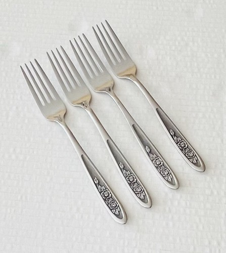 Ekco Eterna Acero Inoxidable Corea Country Garden 4 Tenedores de Cena Floral Acento Negro - Imagen 1 de 6
