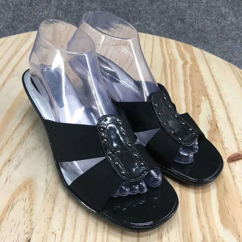 Sandalias LifeStride para mujer 8,5 M fusión deslizables tela negra sin cordones cuña informal Foto 3 de 4