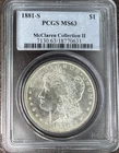 1881-S MORGAN DOLLAR PCGS MS63 90% SILVER