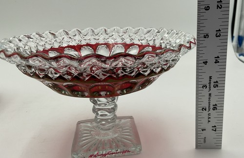 Vintage Westmoreland "Waterford Ruby" Sockelschalen (2) Rüschenrand Rubinrot - Bild 10 von 15