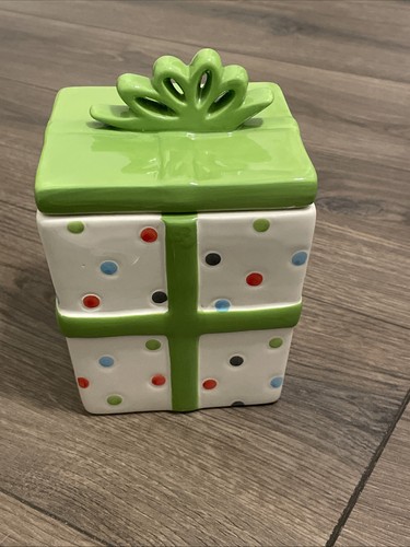 Sandra Magsamen Lunares Regalo Navidad Cerámica Caramelo Plato/Frasco Galletas Caja 6" - Imagen 1 de 7