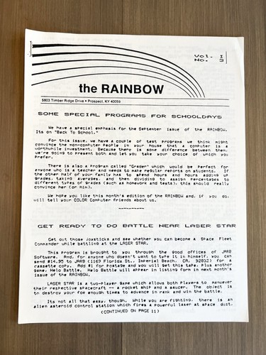 Rare! Tandy Color Computer 'the RAINBOW' Magazine Vol. 1 No. 1 - 12 Complete! - Picture 4 of 13