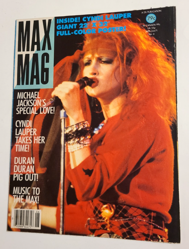 Vintage 1984 Cyndi Lauper Max Mag Poster Magazine folds into 22"x32" Poster - Picture 1 of 5