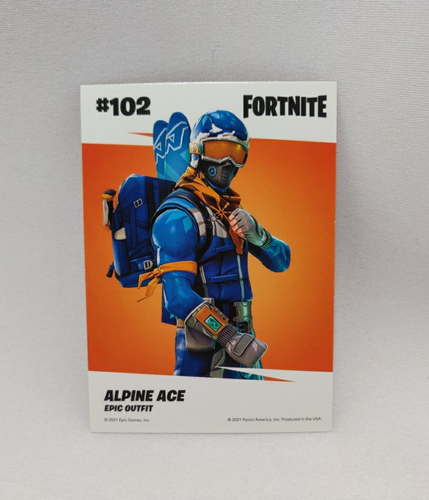 Tarjeta base Panini Fortnite Series 3 2021 Alpine Ace Epic Outfit #102 - Imagen 2 de 2
