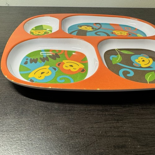 Child’s Monkey Divided Plate Melamine 2011 BPA Free 9.5”x8.5” - Picture 7 of 7