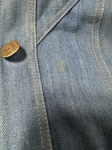 Vintage 70’s Kemington Express Lined Denim Plaid Accent Hooded Short Trench Coat - Picture 8 of 11