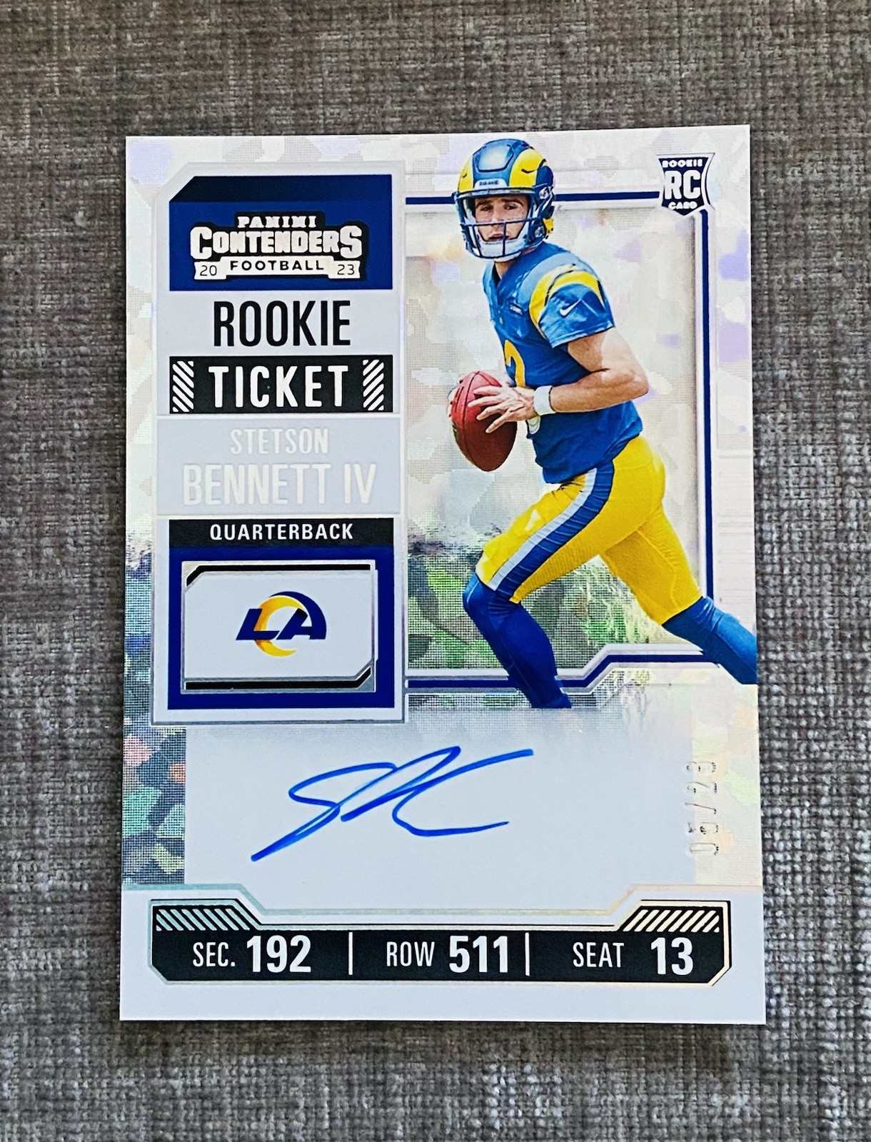 2023 Contenders Stetson Bennett IV Rookie Cracked Ice Ticket Auto 05/23