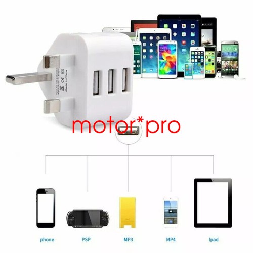 UK Netz 3 Pin Stecker Adapter Wand Ladegerät 1/2/3 Port Dual USB für Handys Tablets - Bild 5 von 9