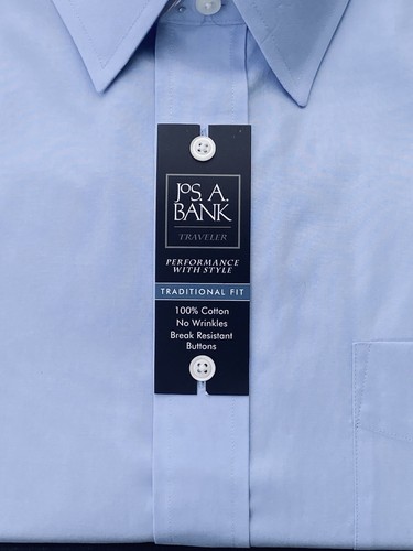 Jos. A. Bank Traveler Traditional Fit Dress Shirt Cotton No Wrinkles 18-37 - Picture 3 of 7