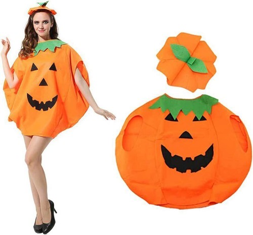 Adults Kids Novelty Pumpkin Halloween Fancy Dress Party Children Costume Outfit - Picture 12 of 16