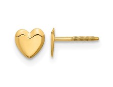 Small 14K Yellow Gold Heart Post Earrings with Screwbacks
