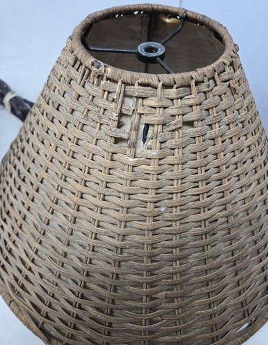 Vintage Warren Kimble Fish Lamp Rattan Shade Fisherman 23” Rare Works Trout - Picture 12 of 16