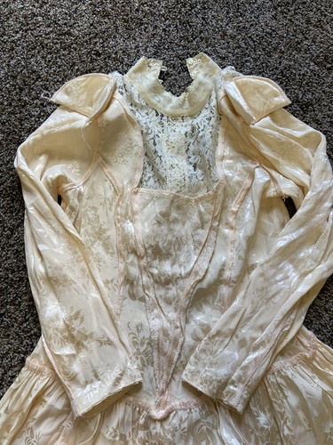 Vtg Jessica McClintock Woman’s Dress Sz 12 Amber/Gold Lace Collar Acetate USA - Picture 19 of 20