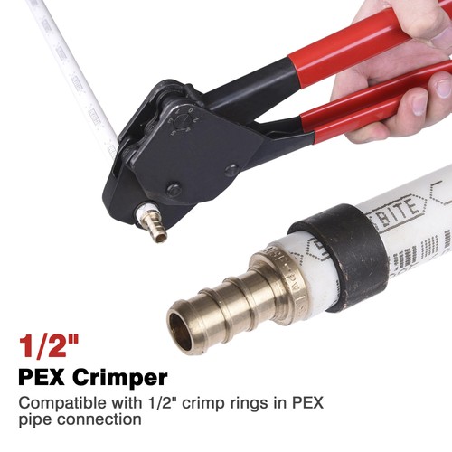1/2" 3/4" PEX Crimper Set Tube Crimping Tool Kit with Go/no Go Gauge Pipe Cutter - Bild 2 von 9