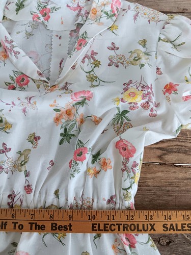 Vestido de ama de casa floral blanco hecho a mano vintage manga tulipán cottagecore para mujer *A - Imagen 9 de 13