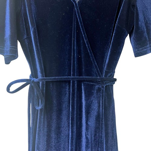 Baltic Born Berenice Samt Maxi Wickelkleid Kurzarm dunkelblau Gr. XL - Bild 8 von 11