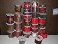 Lot of 36 Vintage Ribbon - Christmas Metallic Plaid Wired Darice Horizon Lion