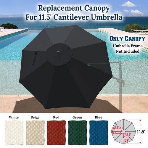 Canopy for 11.5' ROMA Cantilever Patio Umbrella Parasol Top Cover (Black) - Picture 6 of 7
