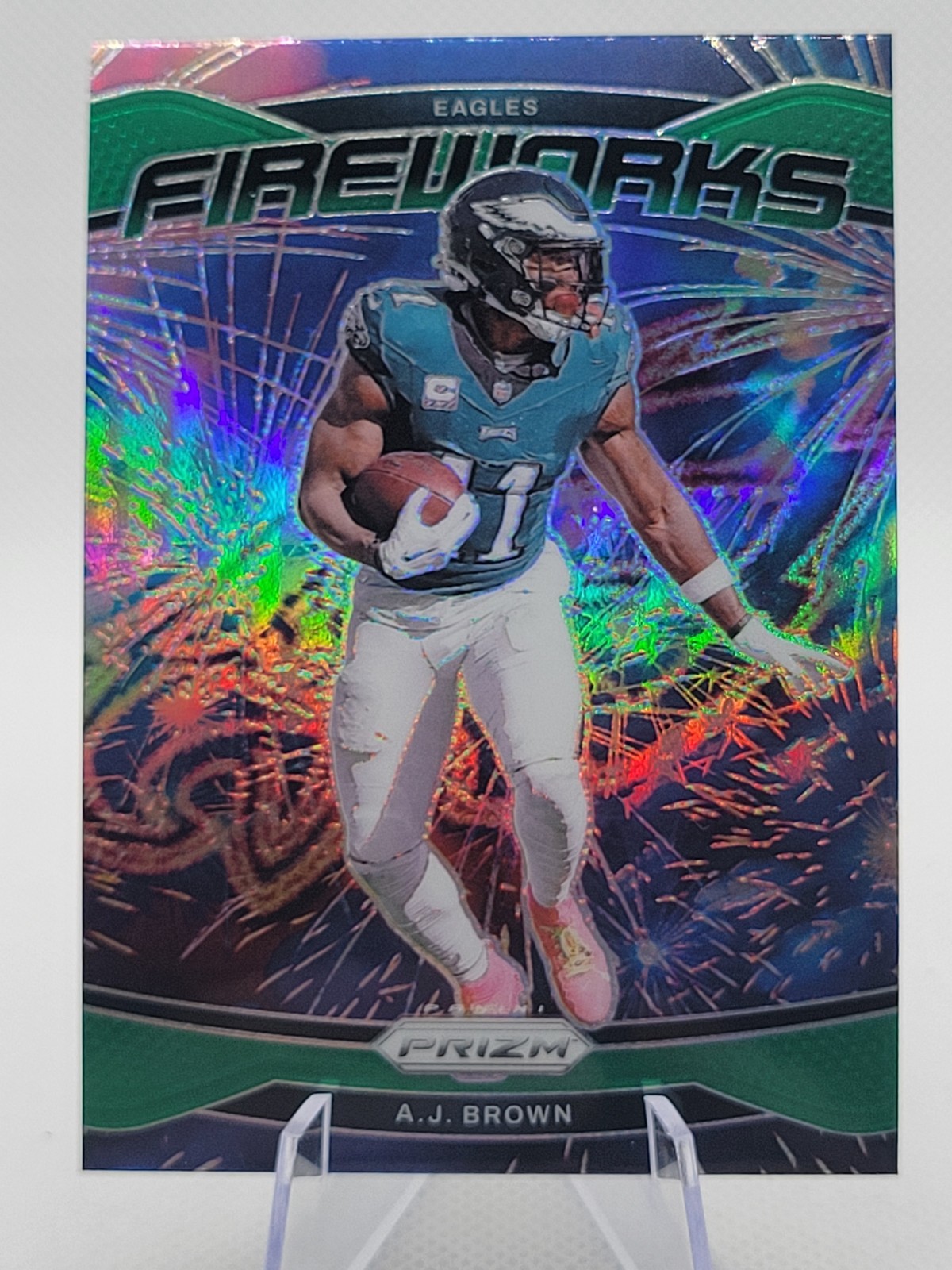 2024 Panini Prizm - Fireworks A.J. Brown #13 Green Prizm