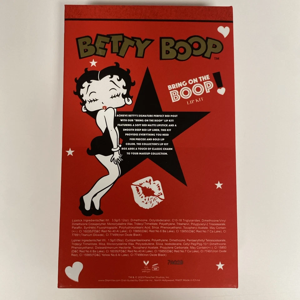 Glamlite Lip Kit Betty Boop Creamy Red Lipstick + Velvet Lip Liner NEW - Image 2 of 4