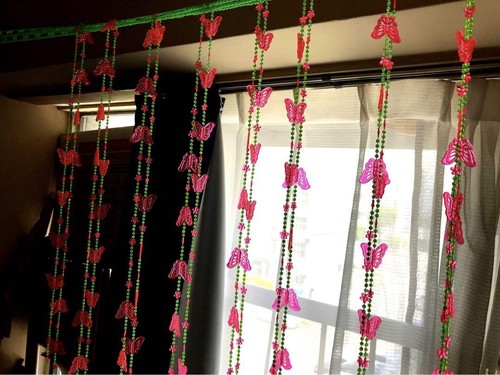 Cortina retro de cuentas y mariposas Noren para puerta Japón - Imagen 7 de 7