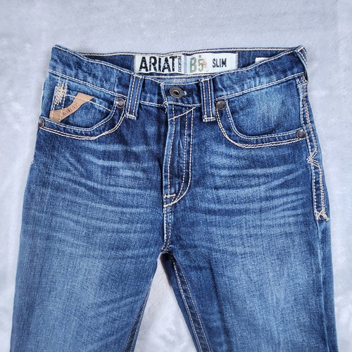 Ariat B5 Slim Jeans Boys 14 Blue Denim Classic Straight Leg Distressed Youth - Picture 4 of 14