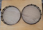 2 Round Wood And Metal Trays