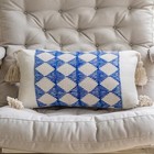 Buffalo Plaid Check Cotton Linen Decorative Throw Pillow 12" x 20" Blue Plaid