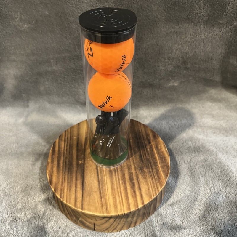 NEW Volvik Golf 2 balls +Tees & holder Low Comp. Matte Finish VIVID Orange New 