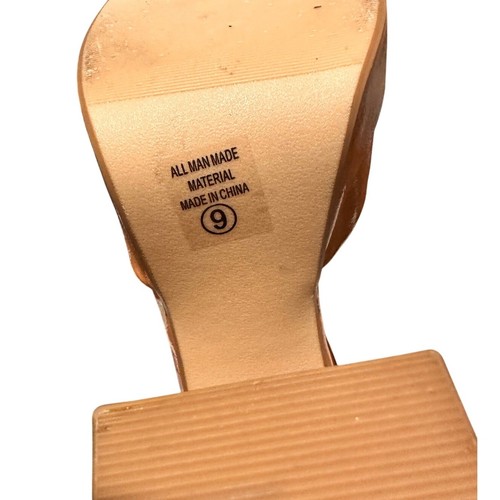 Soda Square Toe Patent Vegan Leather Mary Jane Platform Block Heels, Tan Nude, 9 - Picture 5 of 8
