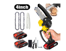 4 inch Mini Chainsaw with 2 Battery, Portable Cordless Lightweight Handled Chain