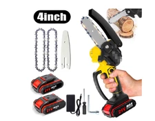 4 inch Mini Chainsaw with 2 Battery, Portable Cordless Lightweight Handled Chain